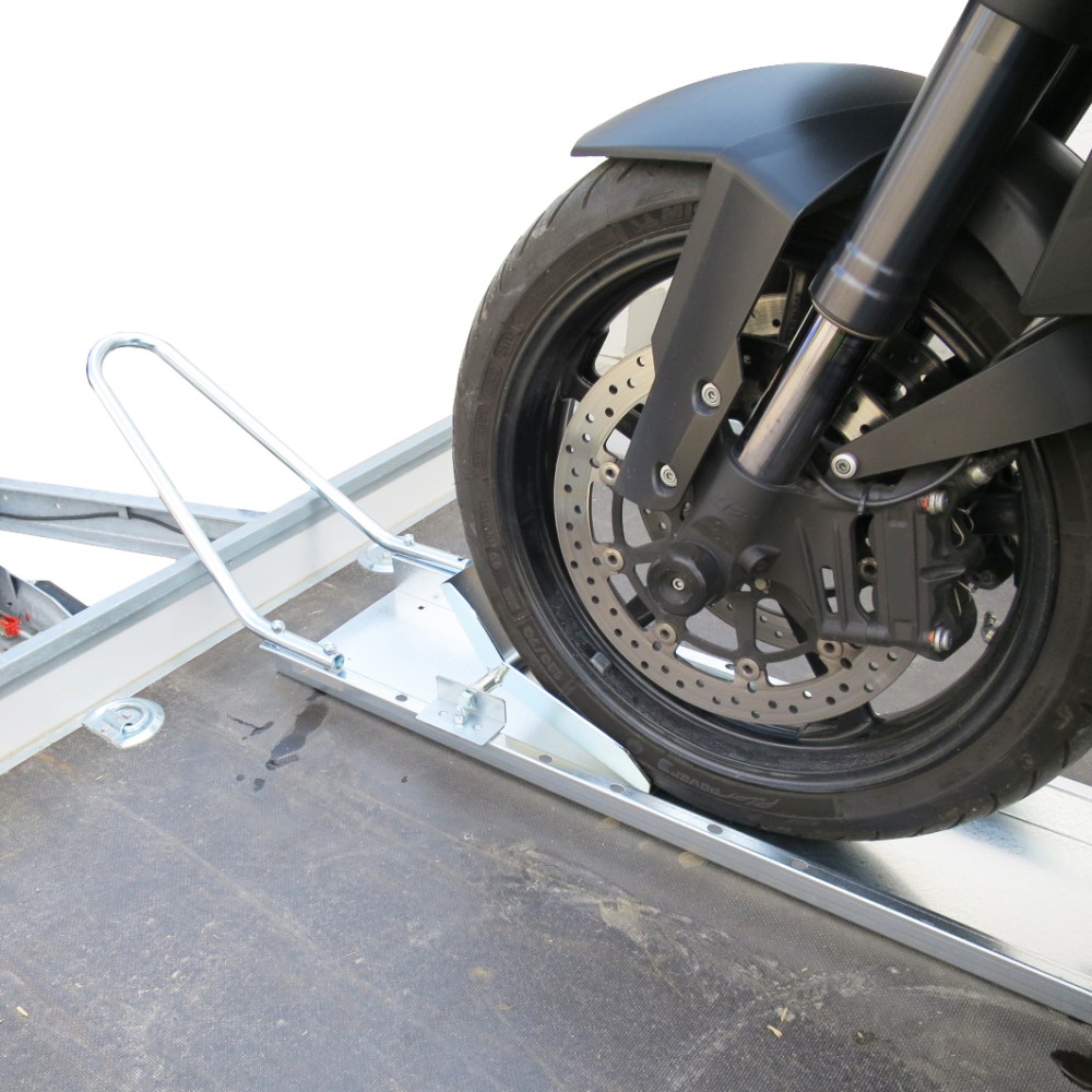 Ensemble 3 x rail de support de moto avec support de retenue et bascule, y  compris rail d'entraînement en aluminium de 500 kg-990003527