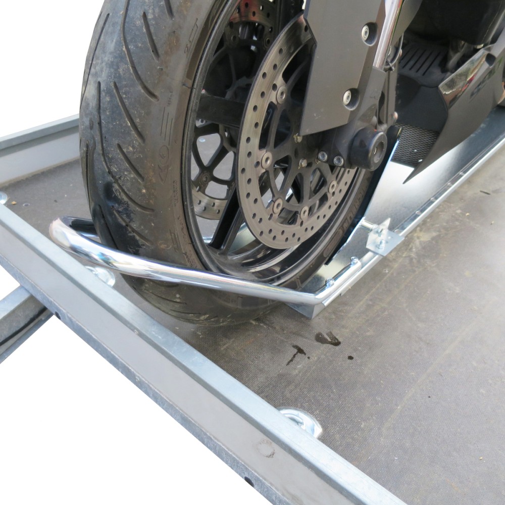 Ensemble 3 x rail de support de moto avec support de retenue et bascule, y  compris rail d'entraînement en aluminium de 500 kg-990003527